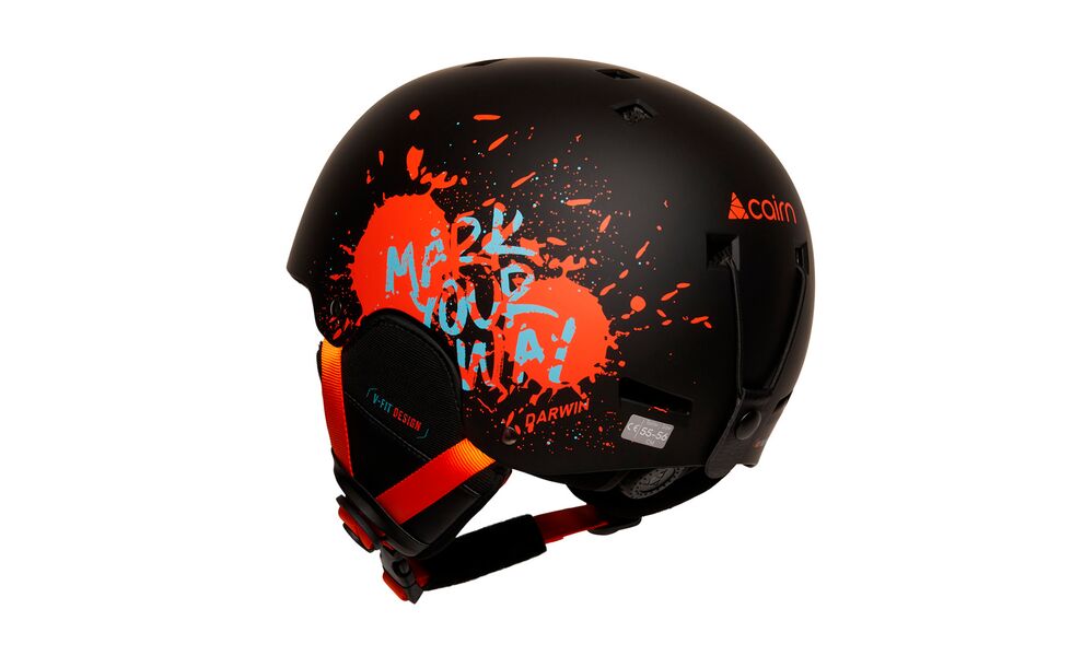 Дитячий гірськолижний шолом Cairn Darwin Jr (Black-Fire Paint), Колір: Black-Fire Paint, Розмір: 51-52, зображення 2