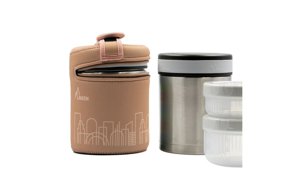 Термос для їжі з чохлом та контейнерами Laken Thermo Food (City) на 1 л, Об'єм: 1000, Колір: City, зображення 2