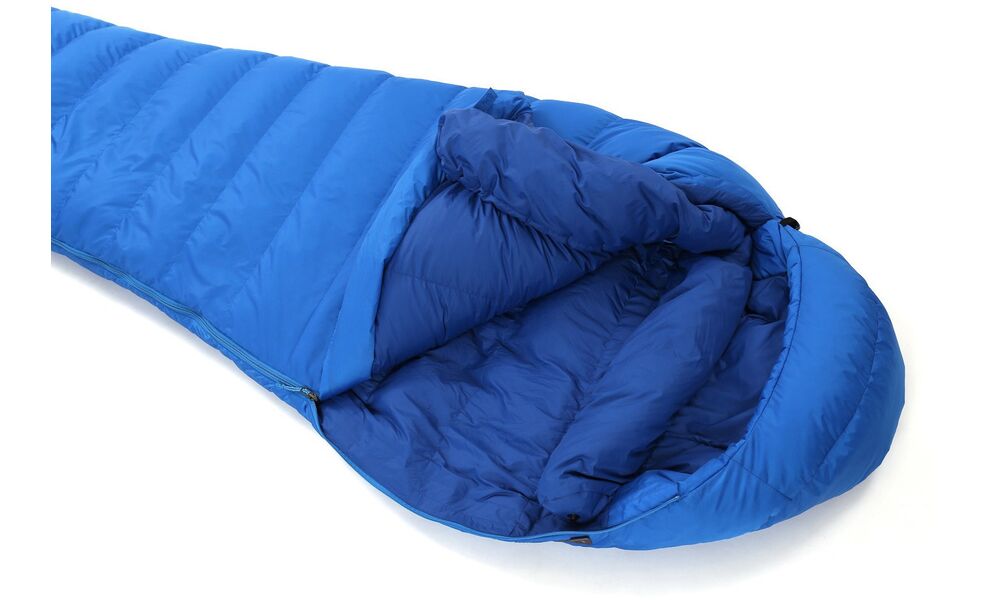 Зимовий пуховий спальник Mountain Equipment Classic 1000 - Regular (01320/Skydiver) до -16°C: з капюшоном, Максимальний зріст користувача: 185, Колір: 01320/Skydiver, Сторона застібки: ліва, зображення 4