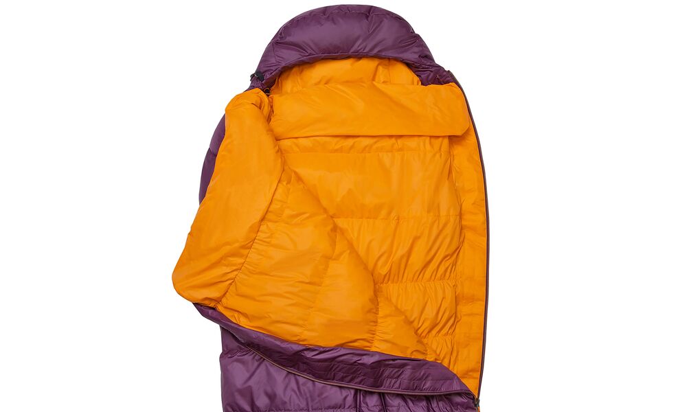 Демісезонний пуховий спальник Mountain Equipment Classic Eco 750 - Wmns Long (01730/Raisin) до -12°C: з капюшоном, Максимальний зріст користувача: 185, Колір: 01730/Raisin, Сторона застібки: ліва, зображення 6