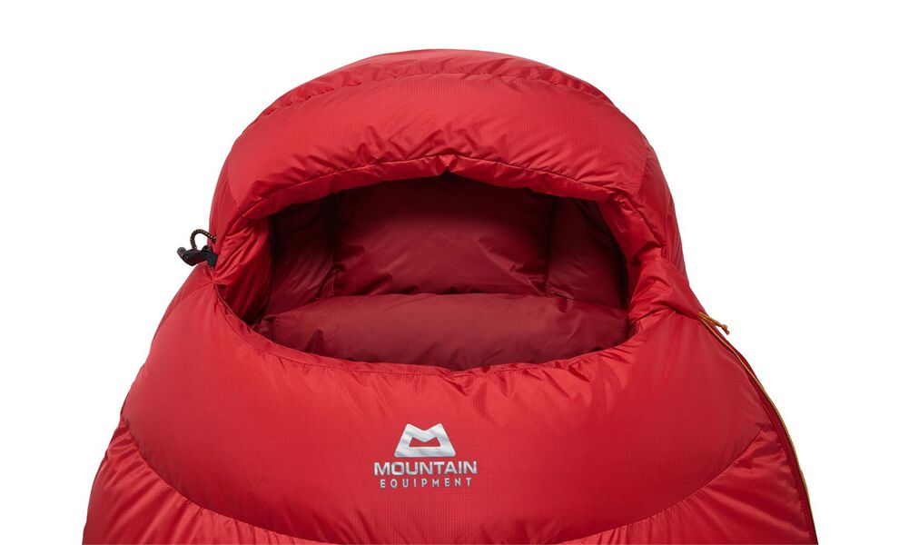 Демісезонний пуховий спальник Mountain Equipment Glacier 700 - Long (01040/Imperial Red) до -13°C: з капюшоном, Максимальний зріст користувача: 200, Колір: 01040/Imperial Red, Сторона застібки: ліва, зображення 6
