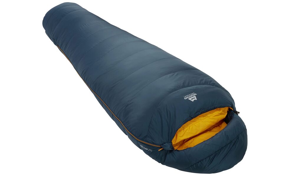 Демісезонний пуховий спальник Mountain Equipment Helium 250 - Regular (01635/Majolica Blue) до 2°C: з капюшоном, Максимальний зріст користувача: 185, Колір: 01635/Majolica Blue, Сторона застібки: ліва, зображення 2