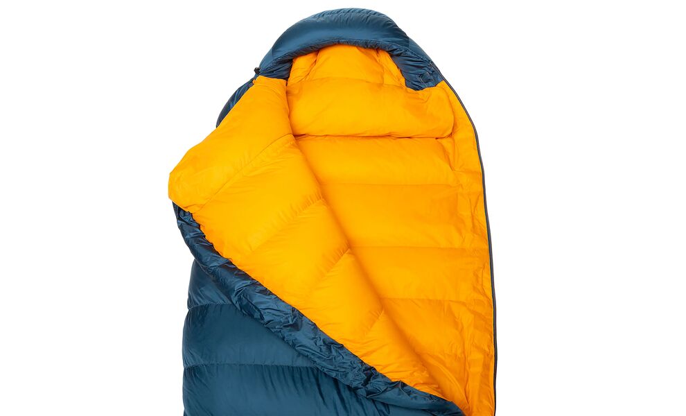 Демісезонний пуховий спальник Mountain Equipment Helium 400 - Long (01635/Majolica Blue) до -6°C: з капюшоном, Максимальний зріст користувача: 200, Колір: 01635/Majolica Blue, Сторона застібки: ліва, зображення 4