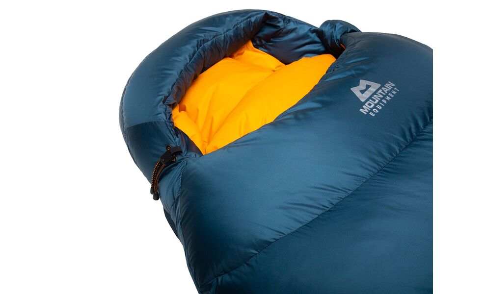 Демісезонний пуховий спальник Mountain Equipment Helium 600 - Long (01635/Majolica Blue) до -11°C: з капюшоном, Максимальний зріст користувача: 200, Колір: 01635/Majolica Blue, Сторона застібки: ліва, зображення 5