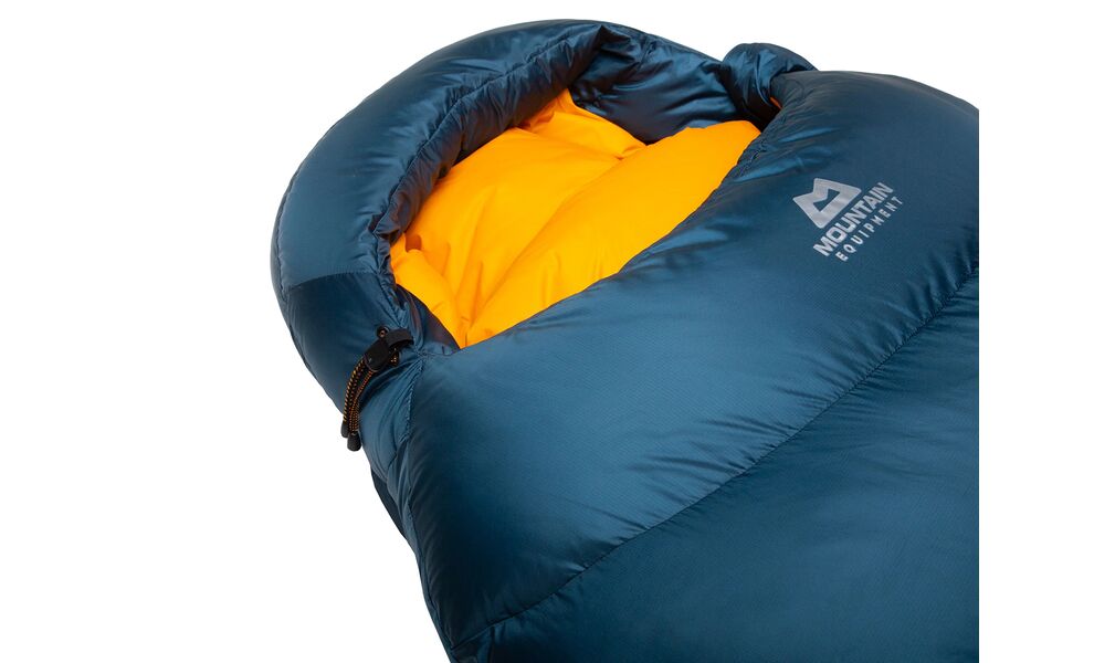 Зимовий пуховий спальник Mountain Equipment Helium 800 - Regular (01635/Majolica Blue) до -15°C: з капюшоном, Максимальний зріст користувача: 185, Колір: 01635/Majolica Blue, Сторона застібки: ліва, зображення 5