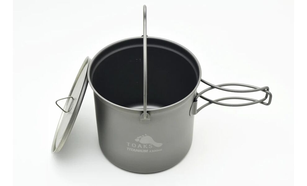 Туристичний казанок для вогнища Toaks POT-1100 на 1,1 л, титан, Об'єм: 1,1, Діаметр: 11,4 см, зображення 2