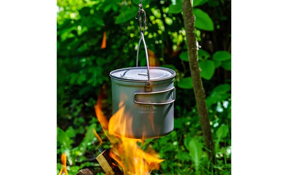 Туристичний казанок для вогнища Toaks POT-1100 на 1,1 л, титан, Об'єм: 1,1, Діаметр: 11,4 см, зображення 4