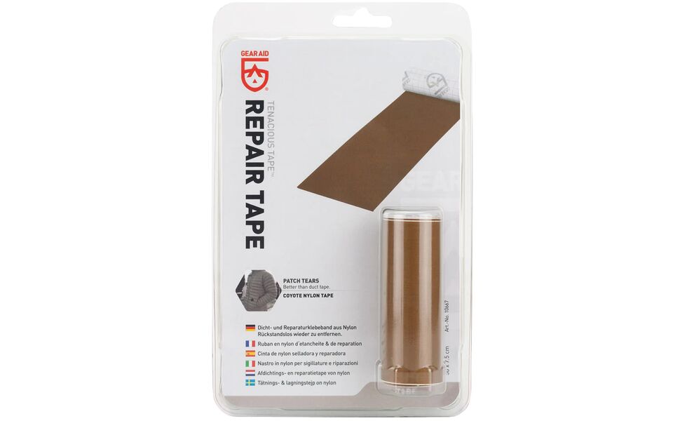 Латка з липким шаром Gear Aid TENACIOUS TAPE™ Repair Tape (койот нейлон), 7,6x50 см, Колір: койот нейлон, зображення 2