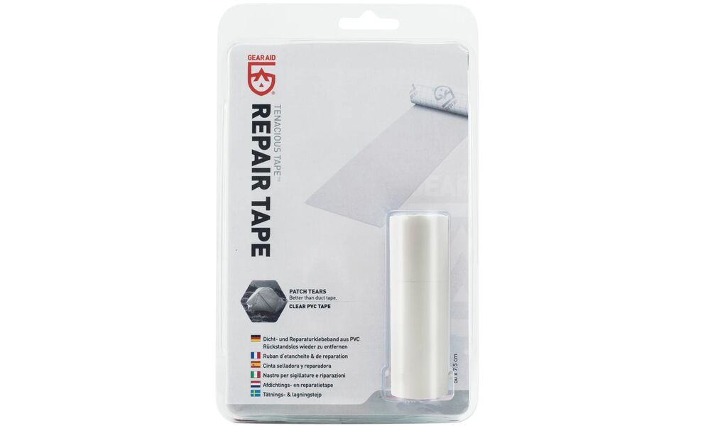 Латка з липким шаром Gear Aid TENACIOUS TAPE™ Repair Tape (прозорий PVC), 7,6x50 см, Колір: прозорий PVC, зображення 2