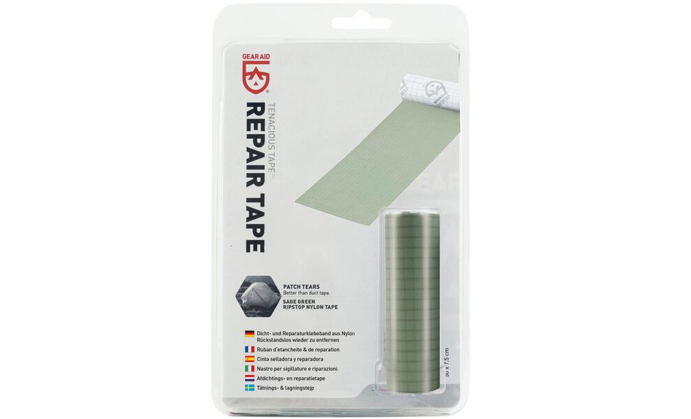 Латка з липким шаром Gear Aid TENACIOUS TAPE™ Repair Tape (зелений нейлон RipStop), 7,6x50 см, Колір: зелений нейлон RipStop, зображення 2