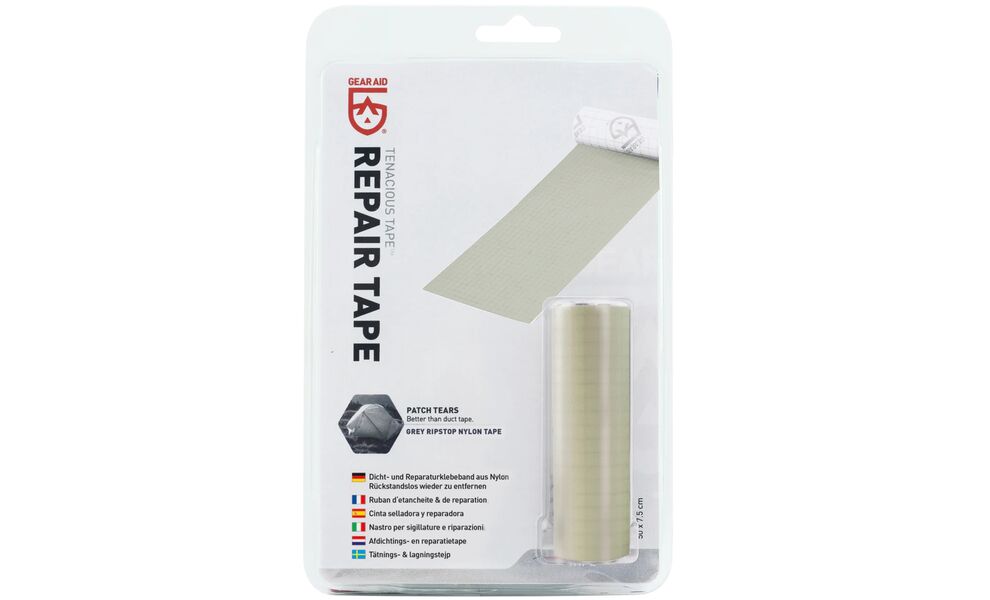 Латка з липким шаром Gear Aid TENACIOUS TAPE™ Repair Tape (сірий нейлон RipStop), 7,6x50 см, Колір: сірий нейлон RipStop, зображення 2