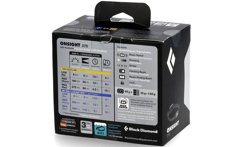 Налобний ліхтар на батарейках Black Diamond Onsight 375 (Aluminium), Колір корпусу: Aluminium, зображення 6