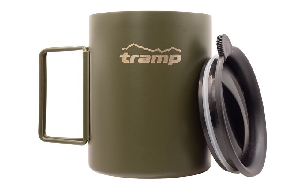 Туристична термочашка з кришкою та складною ручкою Tramp UTRC-142 (Olive) на 500 мл, нержавіюча сталь, Об'єм: 500, Колір: Olive, зображення 2