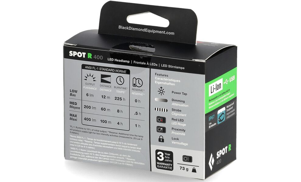 Налобний ліхтар акумуляторний Black Diamond Spot 400-R (Azul) з червоним світлом, Micro USB, Колір корпусу: Azul, зображення 9