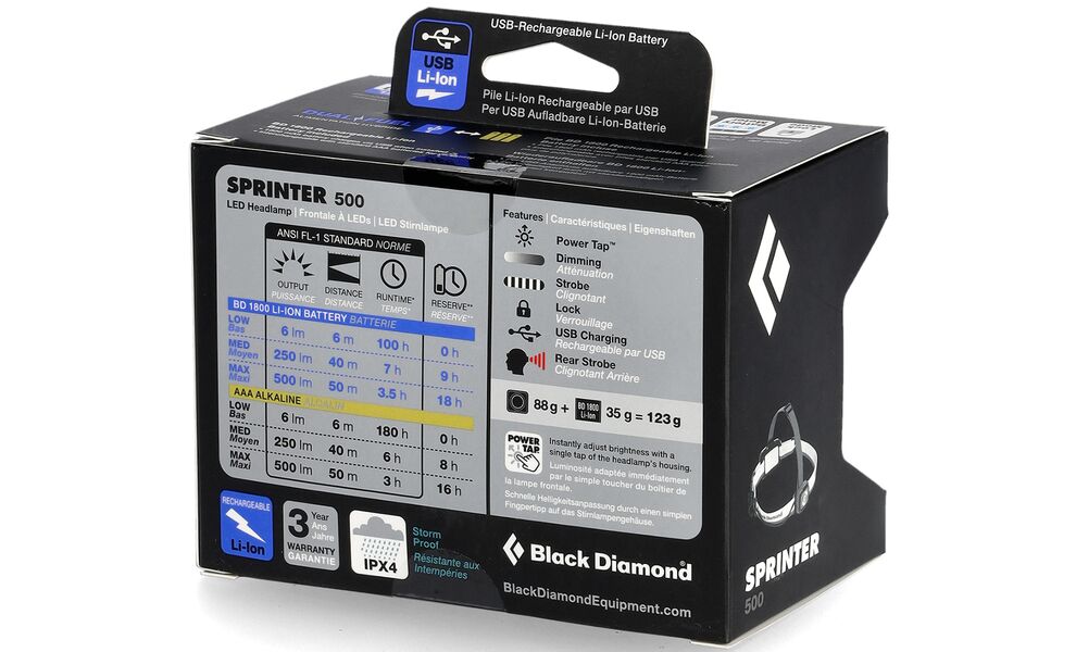 Налобний ліхтар з акумулятором Black Diamond Sprinter 500 (Dark Patina), Колір корпусу: Dark Patina, зображення 8