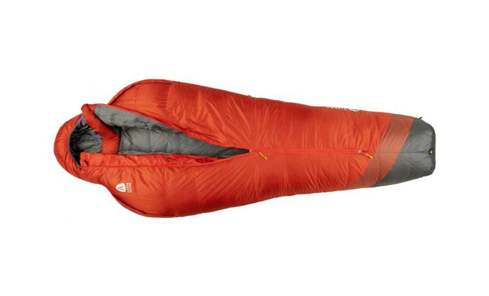 Демісезонний пуховий спальник Sierra Designs Mobile Mummy 800F 15 - Regular до -9°C: з капюшоном, Максимальний зріст користувача: 183, Колір: Grey/Orange/Red, Сторона застібки: центр, зображення 3