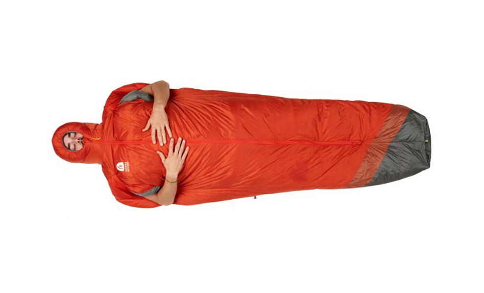 Демісезонний пуховий спальник Sierra Designs Mobile Mummy 800F 15 - Regular до -9°C: з капюшоном, Максимальний зріст користувача: 183, Колір: Grey/Orange/Red, Сторона застібки: центр, зображення 5