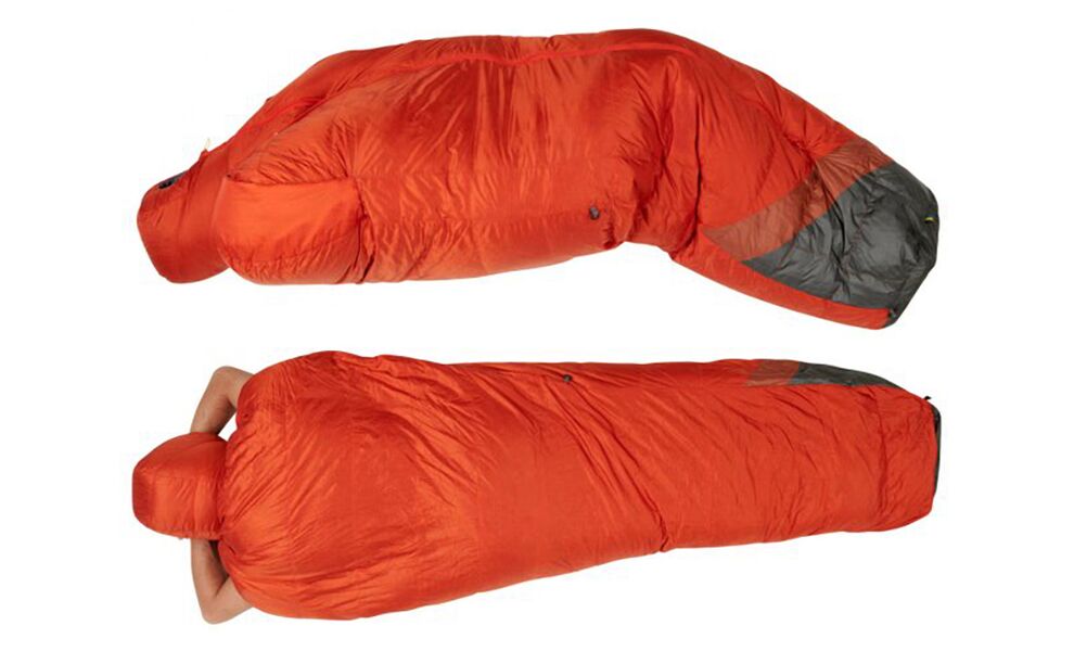 Демісезонний пуховий спальник Sierra Designs Mobile Mummy 800F 15 - Regular до -9°C: з капюшоном, Максимальний зріст користувача: 183, Колір: Grey/Orange/Red, Сторона застібки: центр, зображення 8