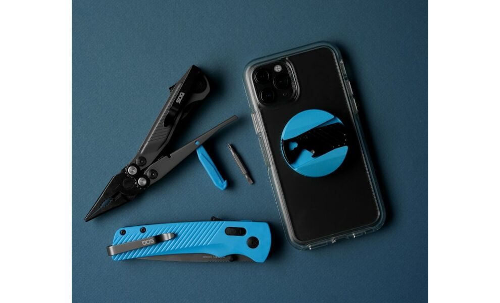 Мультитул з бітами SOG Flash MT (Urban Grey/Cyan) - 7 функцій, Колір рукоятки: Urban Grey/Cyan, Колір інструментів: Grey, зображення 9