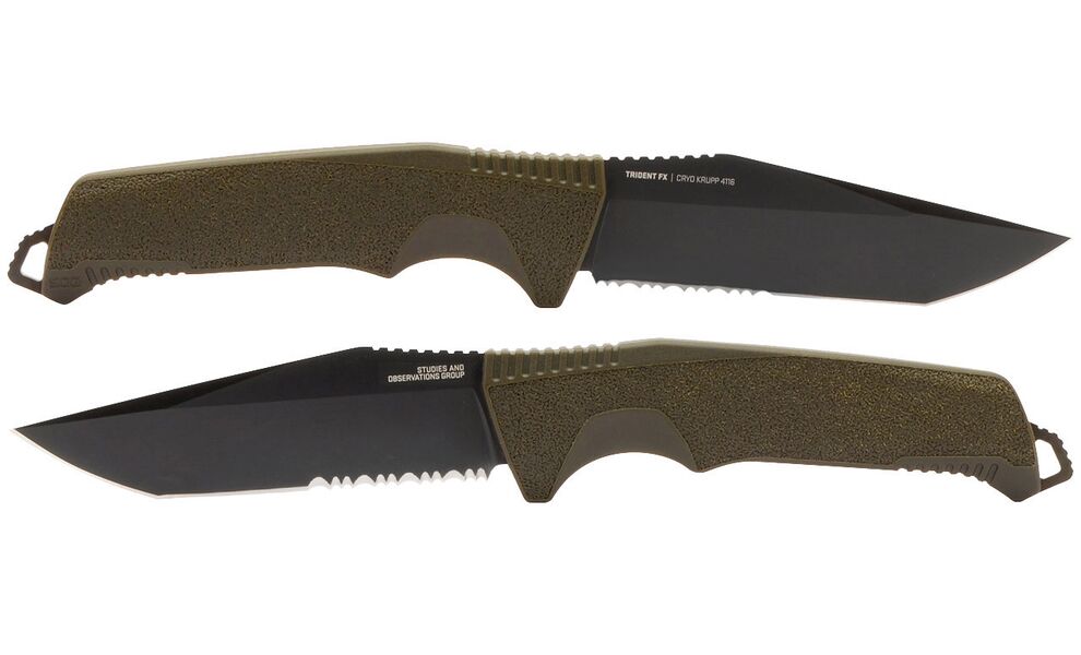 Ніж SOG Trident FX - напівсерейторний (Olive Drab), Колір руків'я: Olive Drab, Колір леза: Black, зображення 2