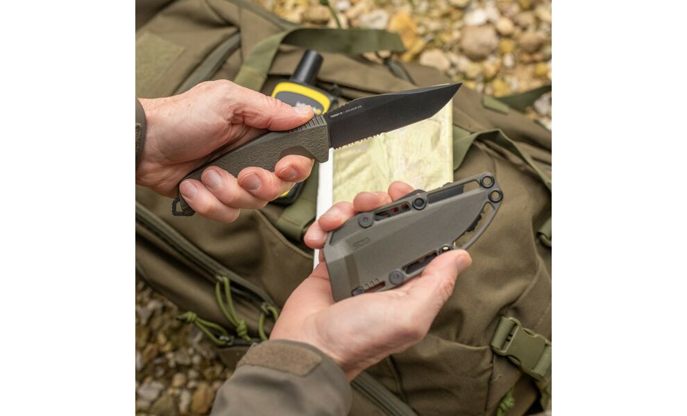 Ніж SOG Trident FX - напівсерейторний (Olive Drab), Колір руків'я: Olive Drab, Колір леза: Black, зображення 7