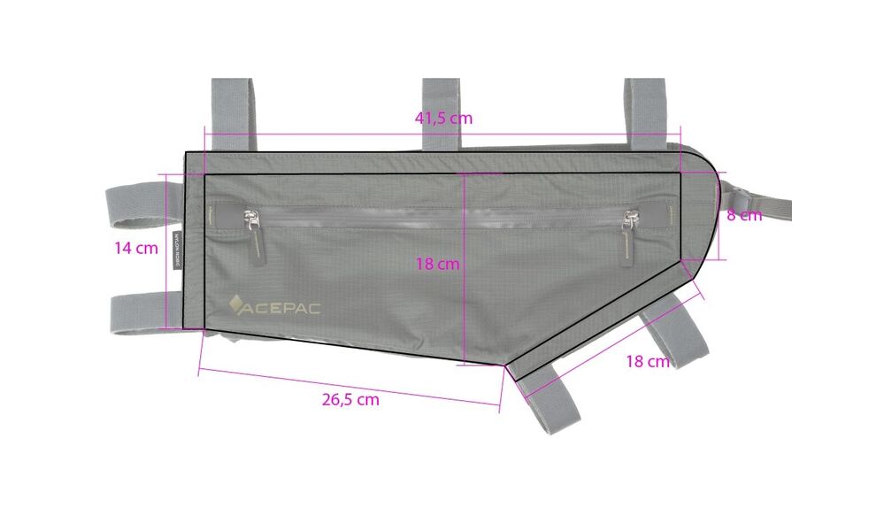 Сумка в середину рами Acepac Zip Frame Bag Nylon (Grey), M, Колір виробника: Grey, Розмір: 3,7 л/M, Об'єм: 3,7, зображення 2