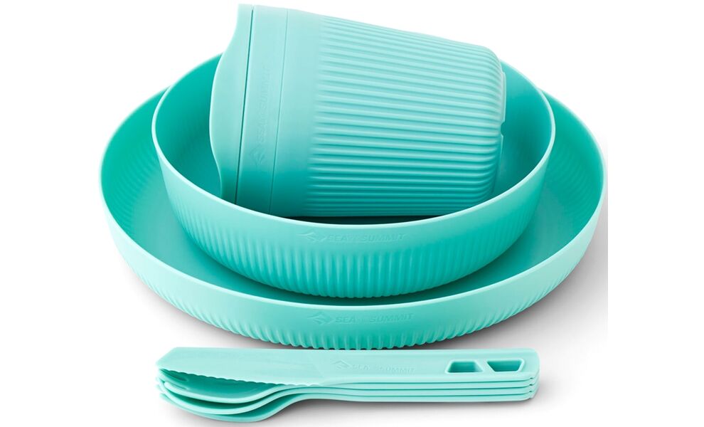 Туристичний набір столового посуду Sea to Summit Passage Dinnerware - Set 1P - 7 предметів (Aqua Sea) на 1 особу, харчовий пластик, Колір: Aqua Sea, зображення 2