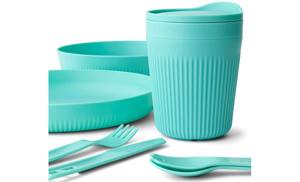 Туристичний набір столового посуду Sea to Summit Passage Dinnerware - Set 1P - 7 предметів (Aqua Sea) на 1 особу, харчовий пластик, Колір: Aqua Sea, зображення 3