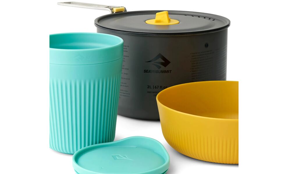 Туристичний набір посуду Sea to Summit Frontier One Pot Cook - Set 1P на 1 особу: каструля 2 л, миска, стакан, Тип комплекту: Set 1P (каструля 2 л), зображення 2