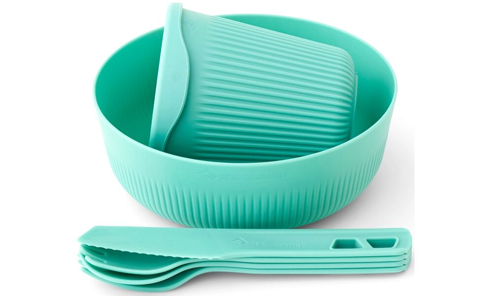 Туристичний набір столового посуду Sea to Summit Passage Dinnerware - Set 1P - 6 предметів (Aqua Sea) на 1 особу, харчовий пластик, Колір: Aqua Sea, зображення 2