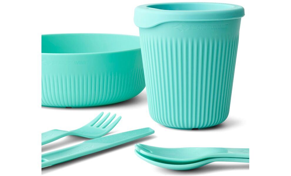Туристичний набір столового посуду Sea to Summit Passage Dinnerware - Set 1P - 6 предметів (Aqua Sea) на 1 особу, харчовий пластик, Колір: Aqua Sea, зображення 3