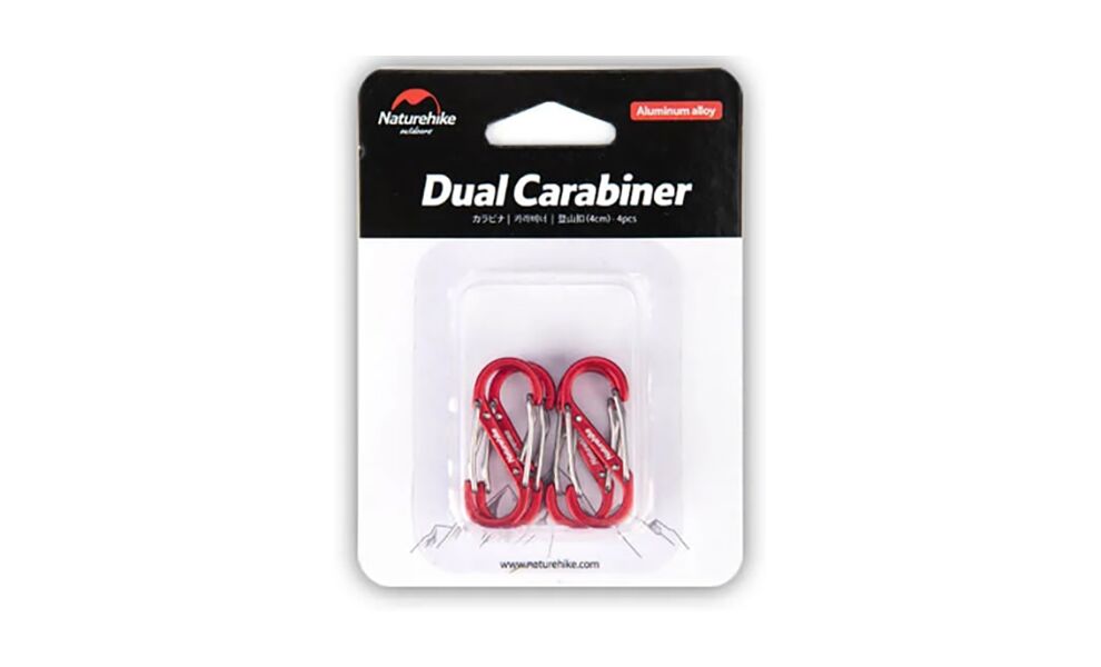 Набір карабінів Naturehike NH20GS004 S-type - 4 см (Red), 4 шт, зображення 2