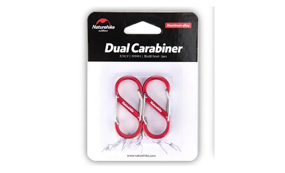 Набір карабінів Naturehike NH20GS004 S-type - 5 см (Red), 2 шт, зображення 2