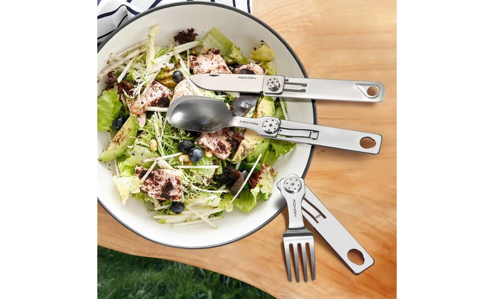 Туристичний набір складних столових приборів з чохлом Roxon C1S, 3-в-1 (виделка, ложка, ніж), нержавіюча сталь, зображення 8