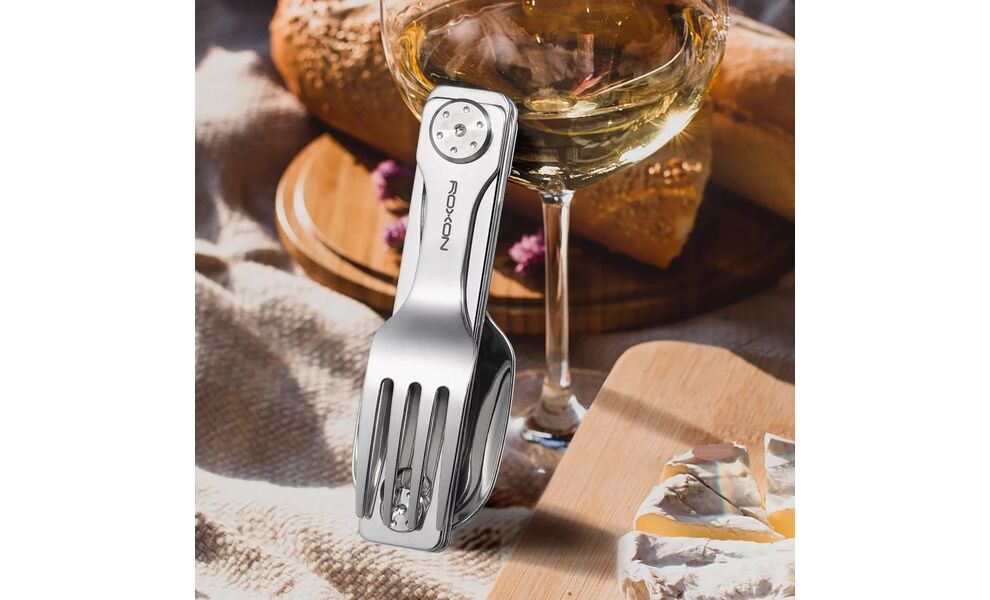 Туристичний набір складних столових приборів з чохлом Roxon C1S, 3-в-1 (виделка, ложка, ніж), нержавіюча сталь, зображення 11