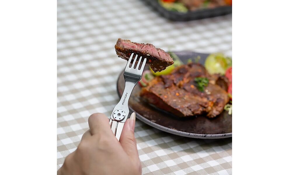 Туристичний набір складних столових приборів з чохлом Roxon C1S, 3-в-1 (виделка, ложка, ніж), нержавіюча сталь, зображення 10