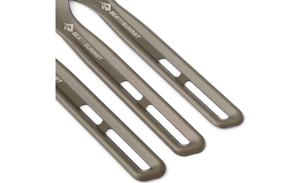 Туристичний набір столових приборів з карабіном Sea to Summit Frontier - 3 предмети (виделка, ложка, ніж), анодований алюміній, зображення 4