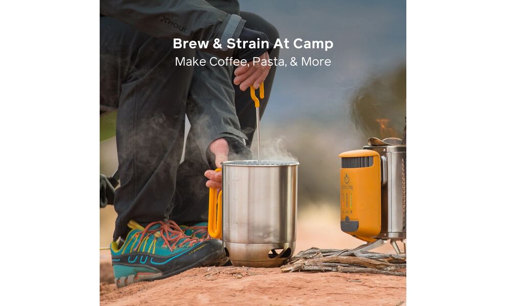 Набір аксесуарів до турбопічки BioLite Campstove: чайник + прес для кави, зображення 2