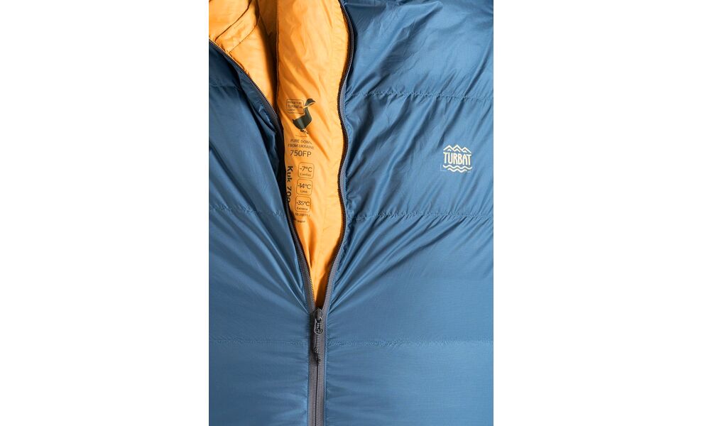 Зимовий пуховий спальник Turbat Kuk 700 - 185 (Legion Blue/Dark Cheddar) до -14°C: з капюшоном, Максимальний зріст користувача: 185, Колір: Legion Blue/Dark Cheddar, Сторона застібки: центр, зображення 5