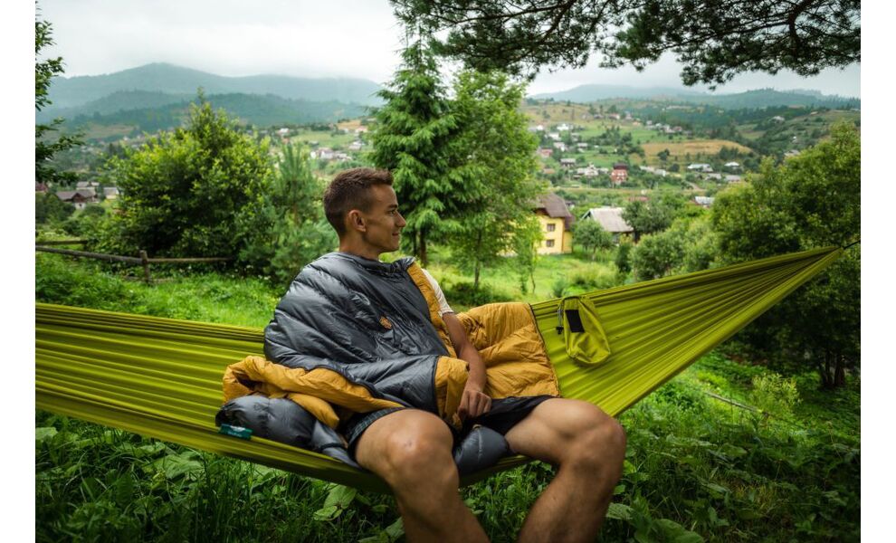 Демісезонний пуховий спальник Turbat Nox 250 - 195 (Grey/Cheddar Orange) до 3°C: з капюшоном, Максимальний зріст користувача: 195, Колір: Grey/Cheddar Orange, Сторона застібки: ліва, зображення 11