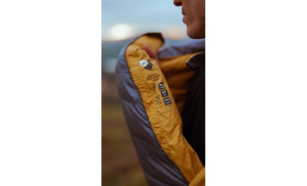 Демісезонний пуховий спальник Turbat Nox 250 - 195 (Grey/Cheddar Orange) до 3°C: з капюшоном, Максимальний зріст користувача: 195, Колір: Grey/Cheddar Orange, Сторона застібки: ліва, зображення 16