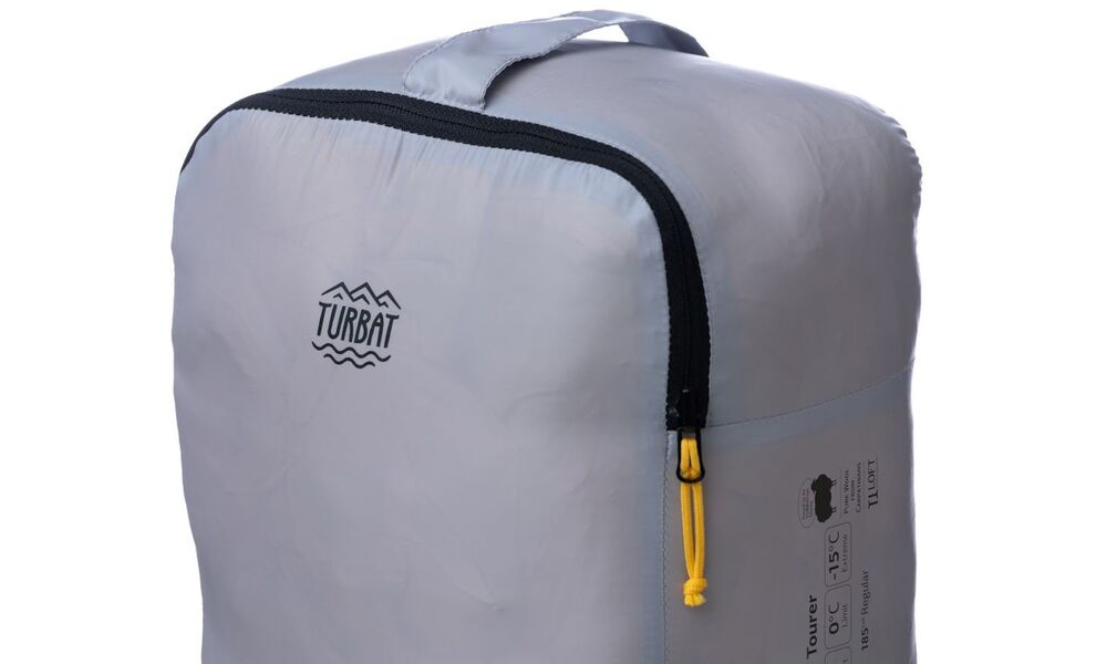 Демісезонний туристичний спальник Turbat Tourer 195 (Gold Fusion/Dawn Blue) до 0°C: з капюшоном, Максимальний зріст користувача: 195, Колір: Gold Fusion/Dawn Blue, Сторона застібки: ліва, зображення 8