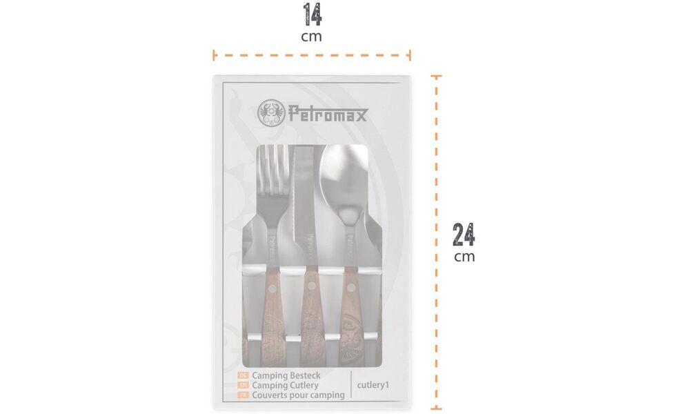 Кемпінговий набір столових приборів Petromax Camping (ніж, ложка - 2 шт, виделка - 2 шт), нержавіюча сталь, зображення 7