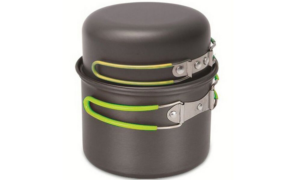 Похідний набір посуду з анодованого алюмінію Pinguin Double на 2 особи: 2 каструлі, 2 миски, зображення 2