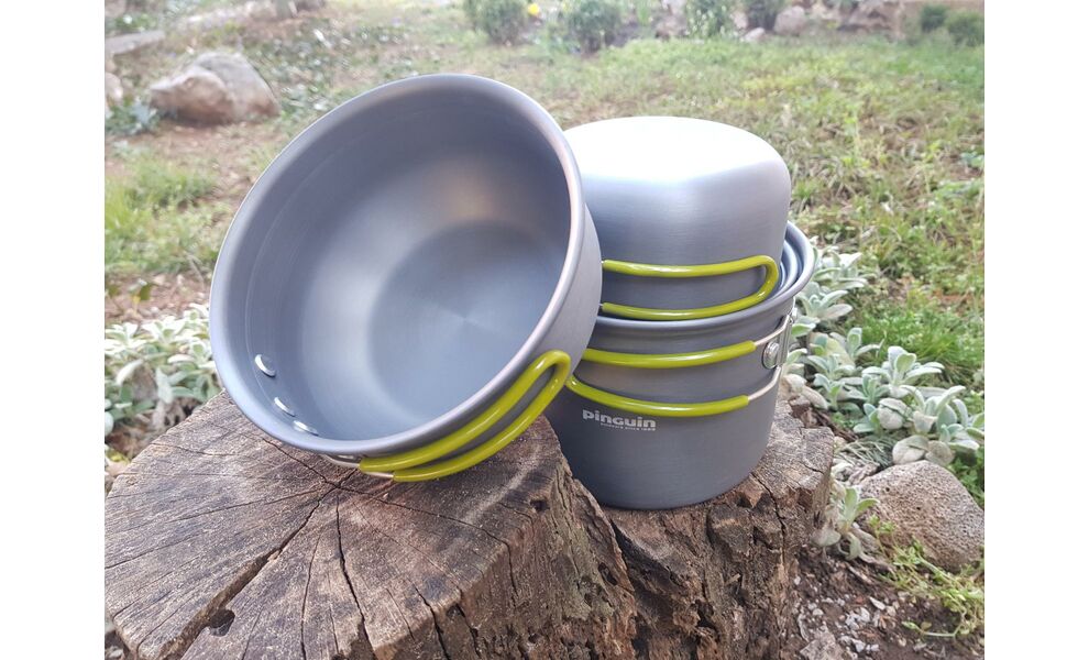 Похідний набір посуду з анодованого алюмінію Pinguin Double на 2 особи: 2 каструлі, 2 миски, зображення 5
