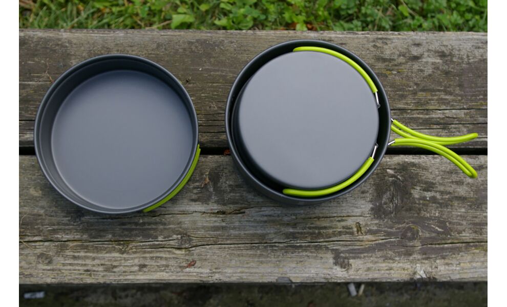 Кемпінговий набір посуду з чохлом Pinguin Quadri на 4 особи: 2 каструлі, 2 сковороди, 4 миски, зображення 5