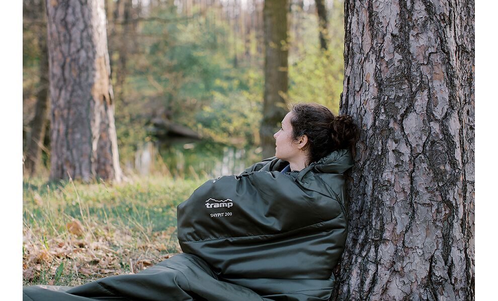 Демісезонний кемпінговий спальник-ковдра Tramp Shypit 200 Wide до 5°C: з капюшоном, Максимальний зріст користувача: 195, Колір: Olive, Сторона застібки: ліва, зображення 12