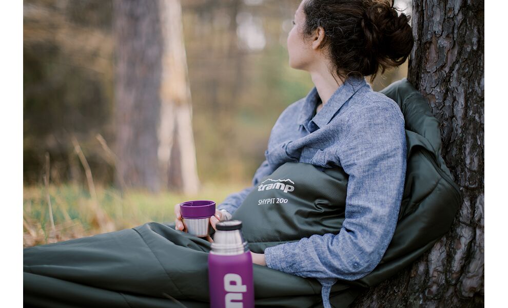 Демісезонний кемпінговий спальник-ковдра Tramp Shypit 200 Wide до 5°C: з капюшоном, Максимальний зріст користувача: 195, Колір: Olive, Сторона застібки: права, зображення 13