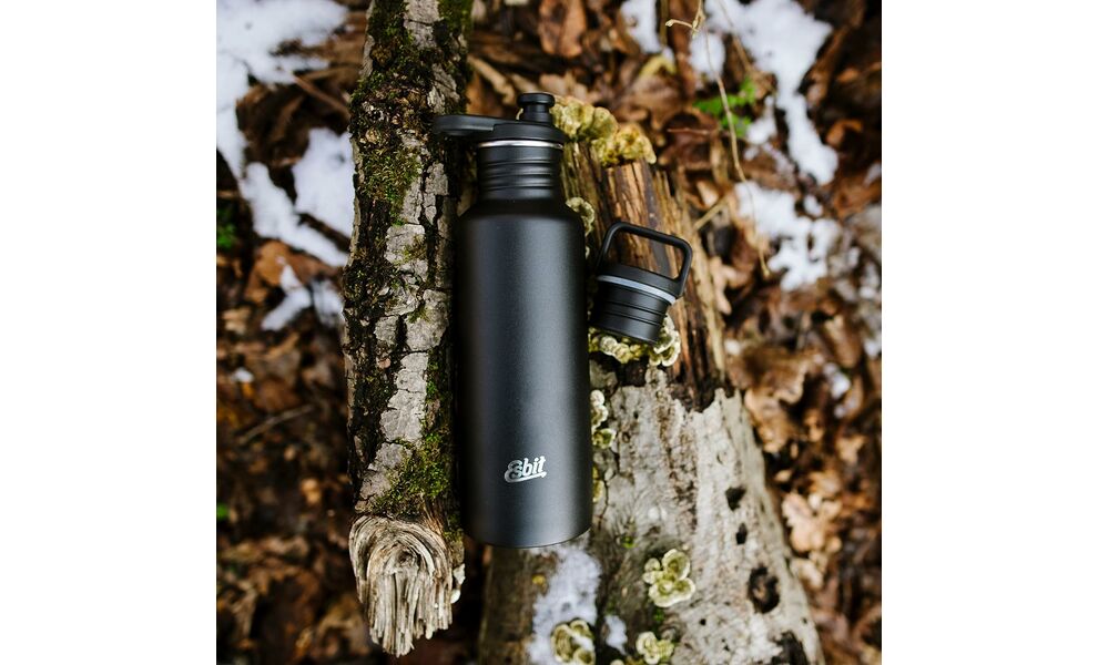 Спортивна пляшка для води з поїлкою та додатковою кришкою Esbit Pictor Sports (Black) на 750 мл, нержавіюча сталь, Об'єм: 750, зображення 9