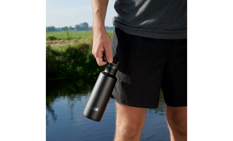 Спортивна пляшка для води з поїлкою та додатковою кришкою Esbit Pictor Sports (Black) на 750 мл, нержавіюча сталь, Об'єм: 750, зображення 7